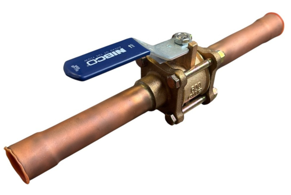 NIBCO NJ9220A CS595YXK 1″ OXY CLEAN Bronze Ball Valve 600 CWP 12″ Stub Ends