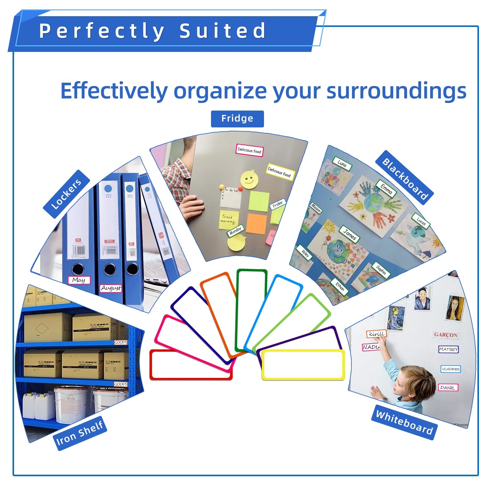 Utron 72PCS Magnetic Dry Erase Labels, 3.2″x1.2″ 3.2 x 1.2 inches, Blue