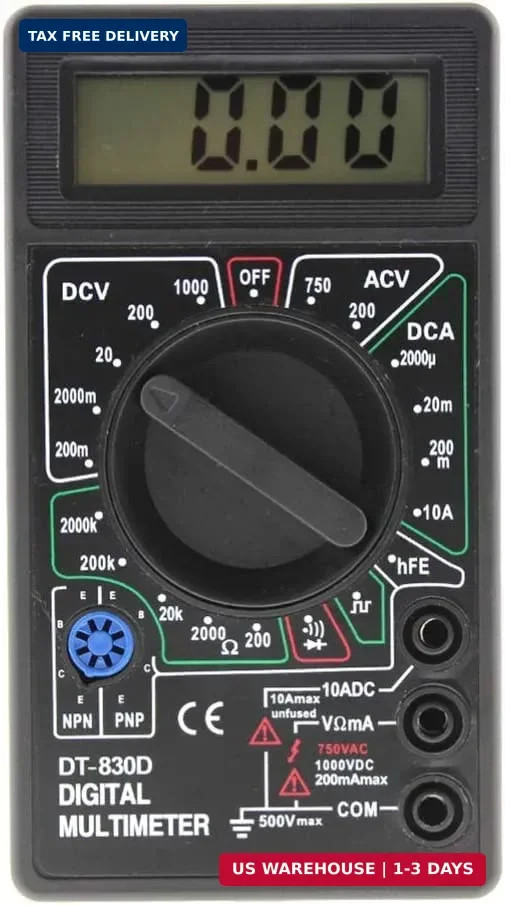 DT-830D Digital Multimeter with Buzzer Square Wave Output Voltage Ampere Ohm Tes