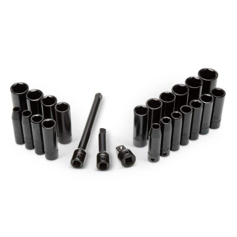 Husky 3/8 in. Drive SAE/Metric Deep Impact Socket Set in EVA Foam (24-Pieces)