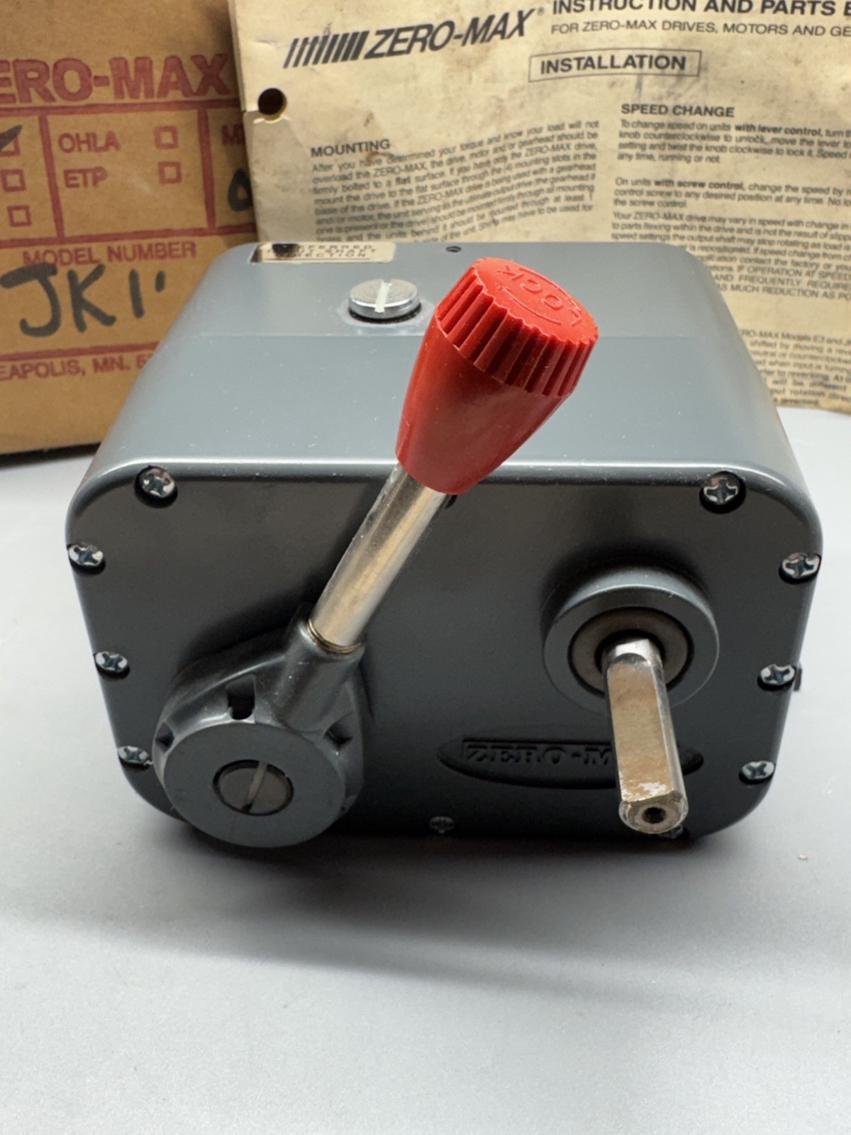 ZERO-MAX JK1-CCW-25-0-400 25 in-lbs Unidirectional Adjustable Speed Drive *NEW*