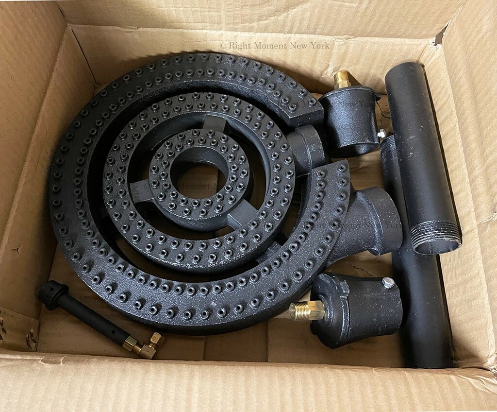 3-Rings Burner with 2 Pipe Fitting for Stock Pot, Wok Range Replacement Parts