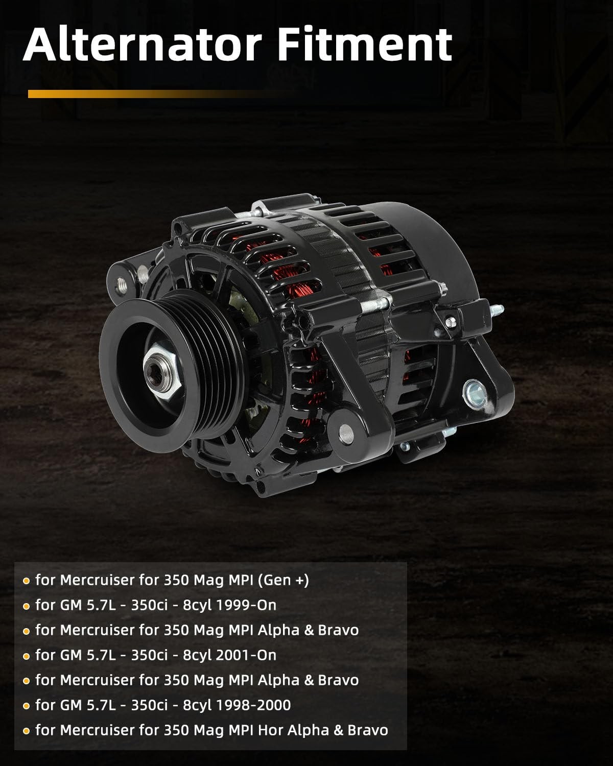 High Output Alternator Replacement for 6.2L 8.2L MPI Marine