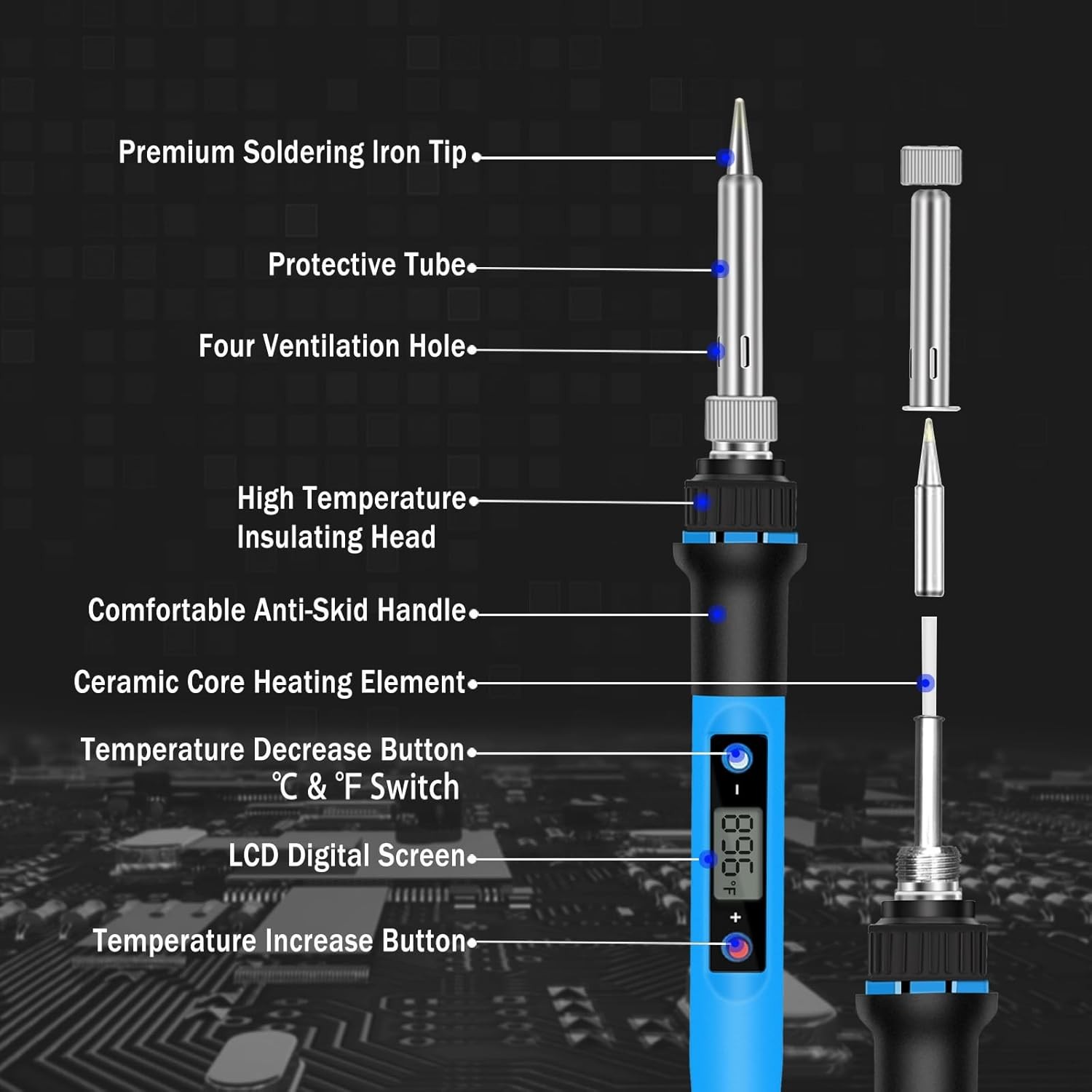 Soldering Iron Kit, 80W 110V Fast Heat up in 10S LCD Digital Adjustable Temperat
