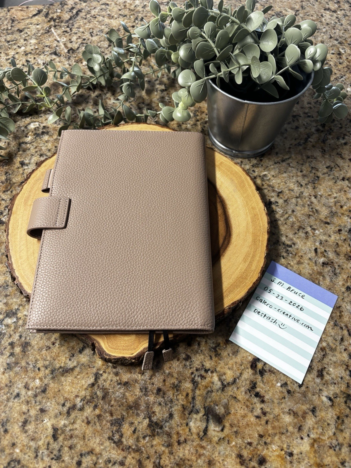 Moterm A5 Taupe Notebook Cover with Strap Closure, Card Slots