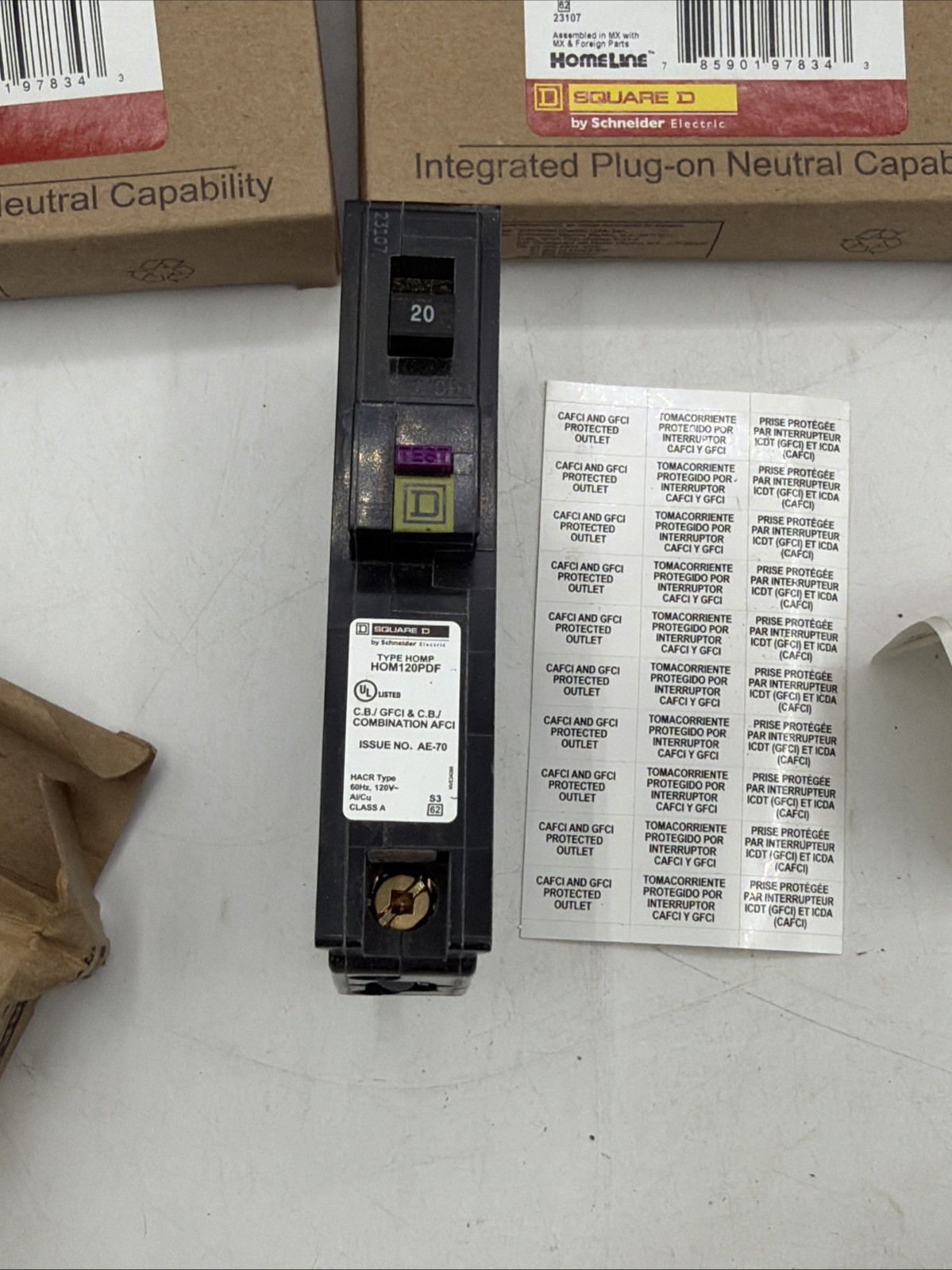 10 PCS Square D HOM120PDF HOM120PDFC 20A GFCI/AFCI Combo Plug On Neutral Surplus