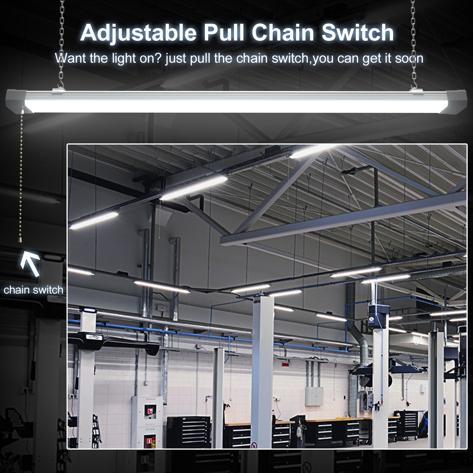 2 Pack LED 100W Shop Light Fixture For Garage Warehouse Workshop Basement Light