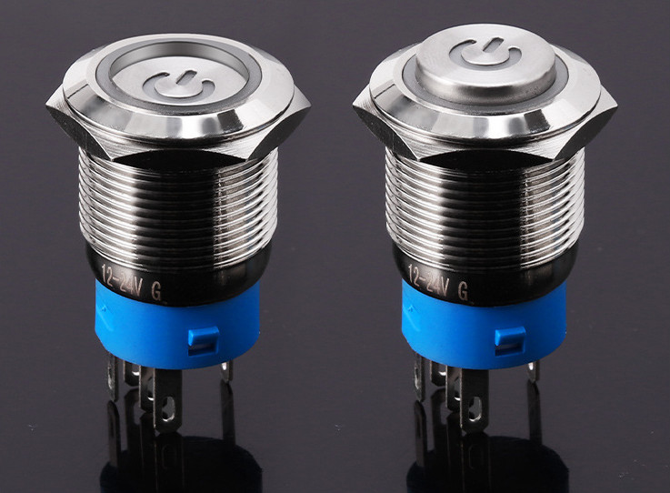16mm 12V LED High Head Push Button Switch Latching/Momentary with Wire Socket
