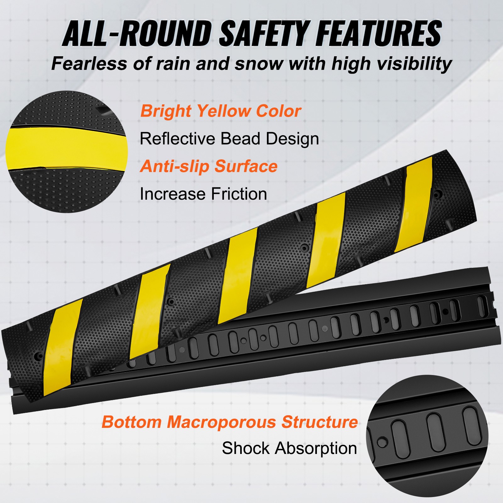 VEVOR 2 PCs 72» Rubber Speed Bump 2 Channel 22000lbs Load Heavy Duty Speed Hump