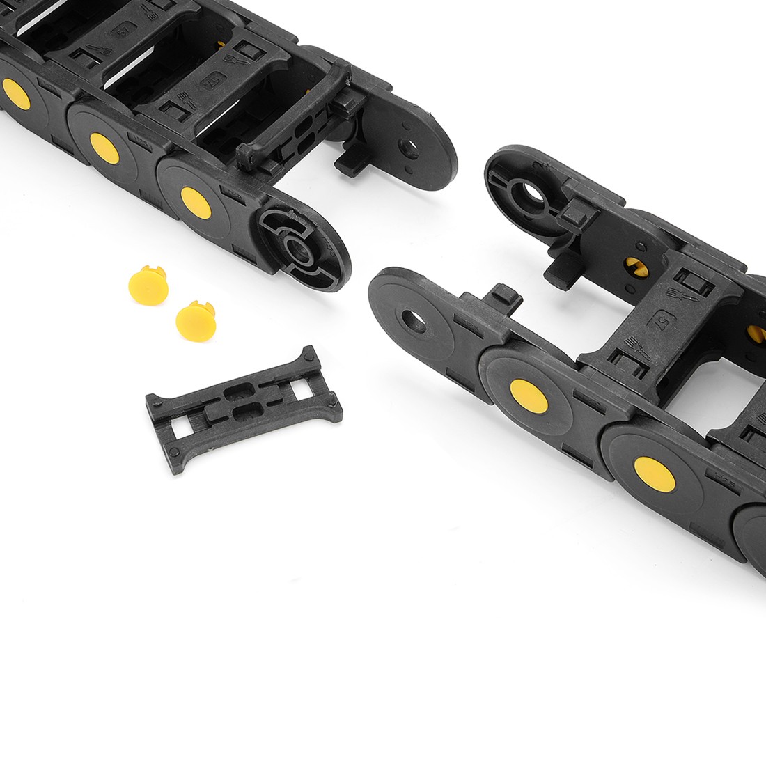 R55 25mm x 57mm Plastic Open Type Cable Wire Carrier Drag Chain 1M L Black