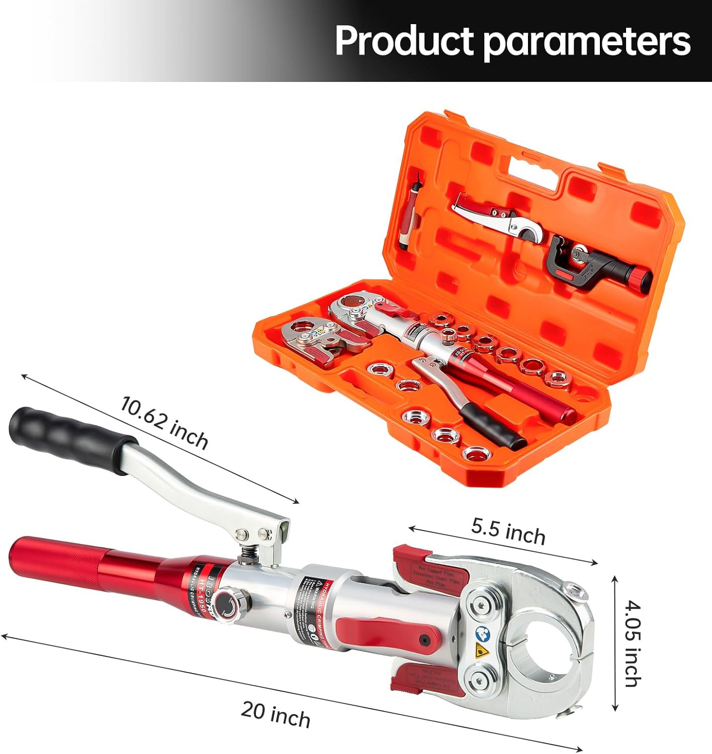 Hydraulic Copper Pipe Tube Fittings Crimping Tool with 1/2″,3/4″,1″,1-1/4″ for C
