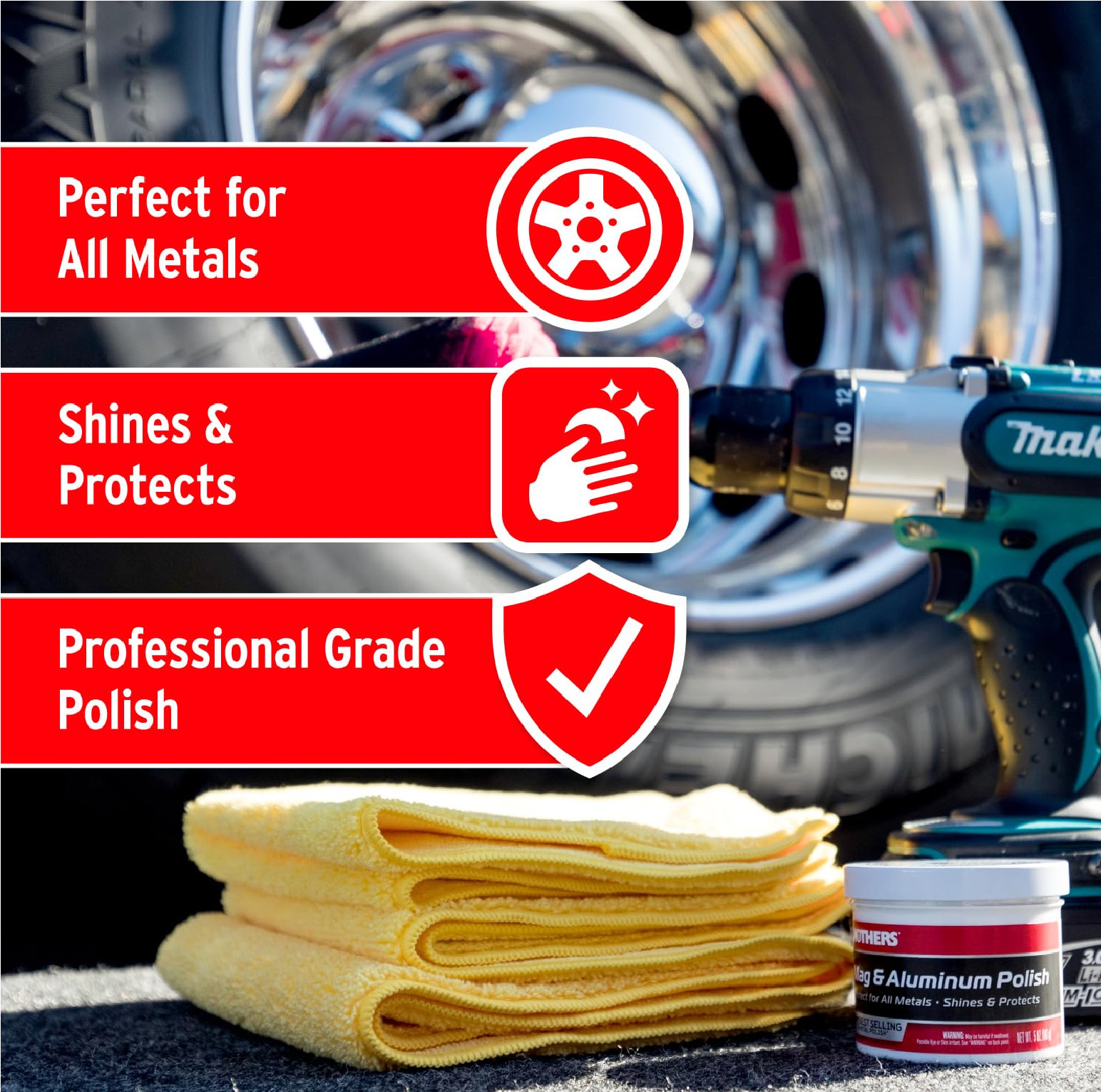 Mothers Mag & Aluminum Polish, 5 oz. — Brilliant Shine, Easy to Use, For All Unc