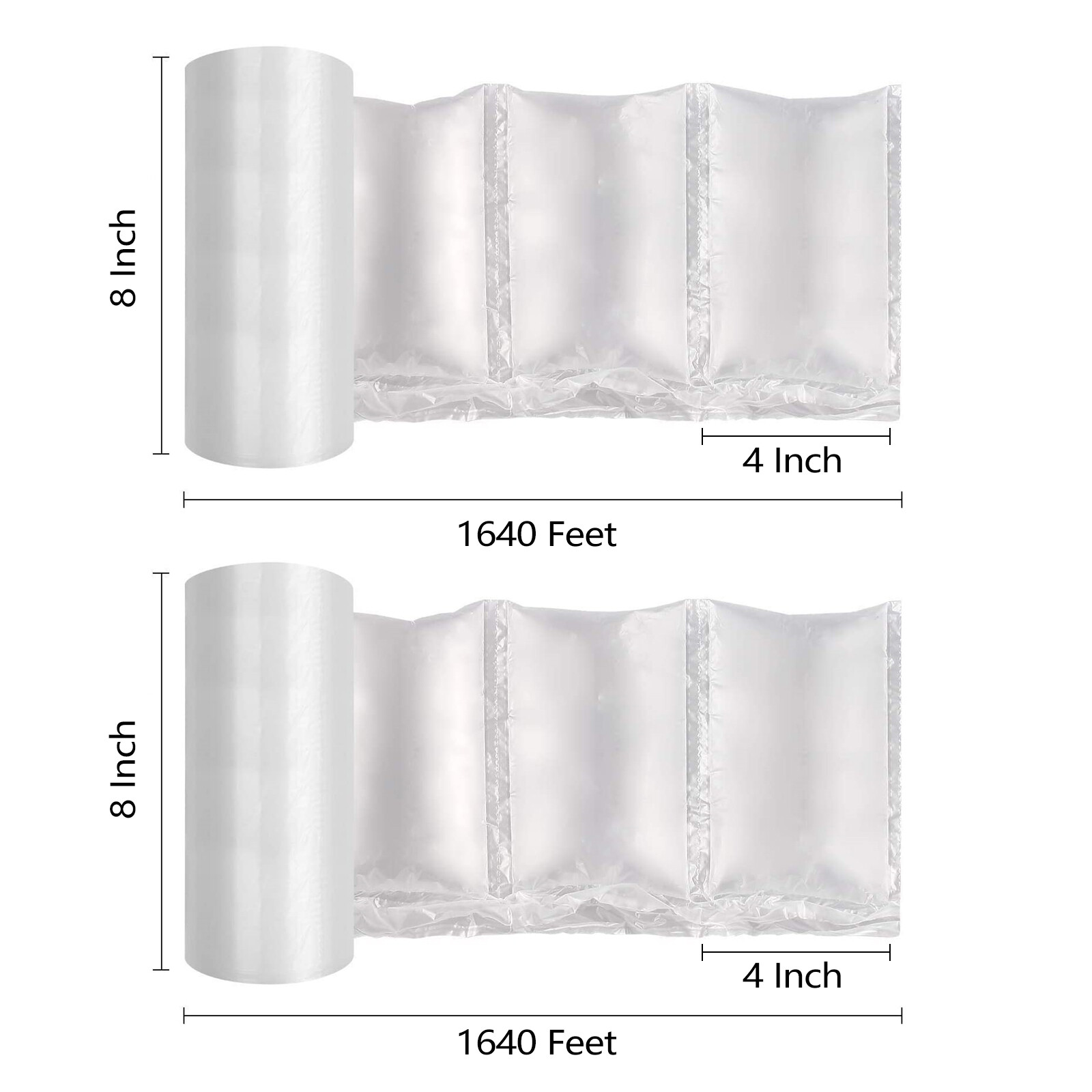 Air Pillow Cushion Film Fit For Bubble Bag Wrap Packaging 5000pc 1640ftx4″x8″