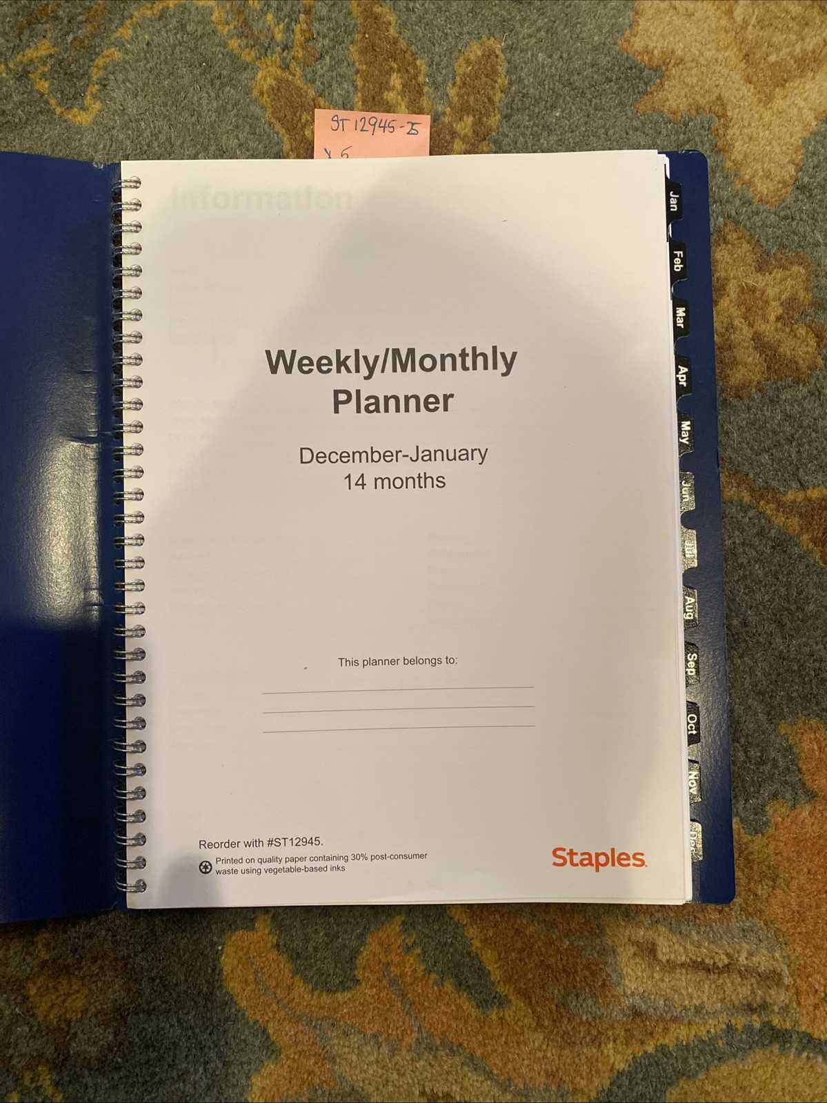 Staples Dec 24-jan 26 14 Month Planner 8.5″ x 11″ Weekly-Monthly Planner Black