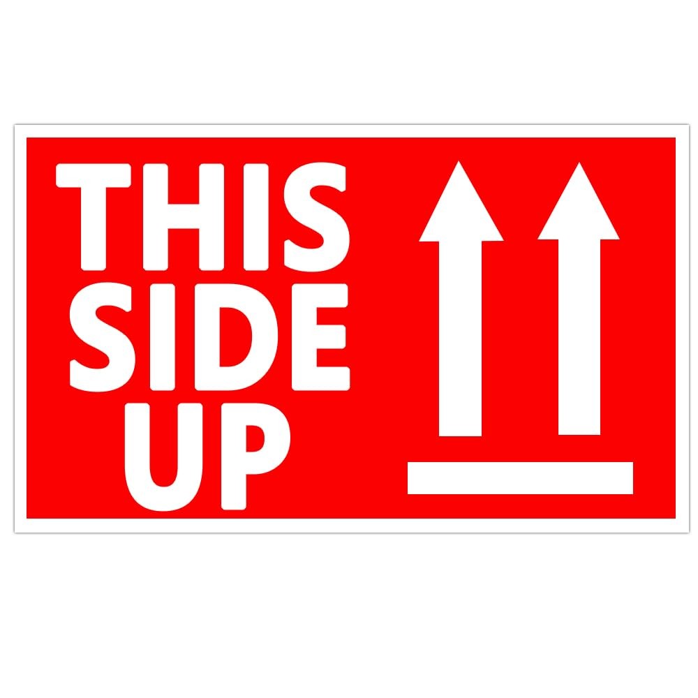 300 Pcs This Side Up Warning Stickers for Shipping and 2*3 inches, Red