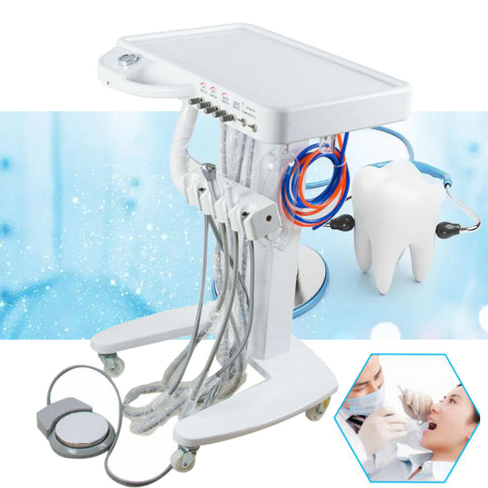Portable Mobile Dental Delivery Unit System Cart Treatment Compressor 4-Hole USA