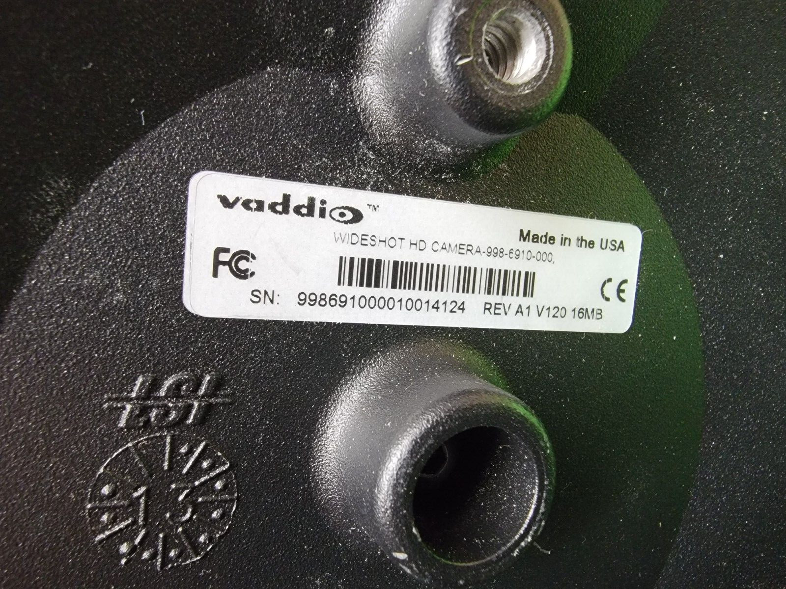 Vaddio WIDESHOT HD Camera 998-6910-000 REV A1 V120 16MB