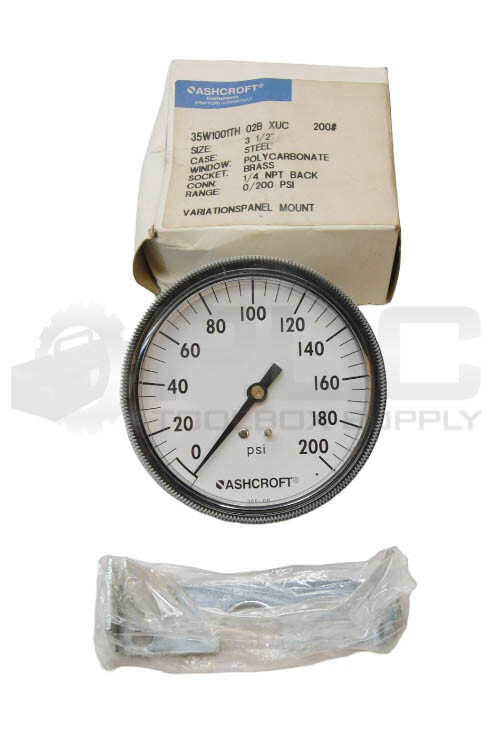 NEW ASHCROFT 35W1001TH 02B XUC PRESSURE GAUGE 3-1/2″ 0-200PSI *READ*
