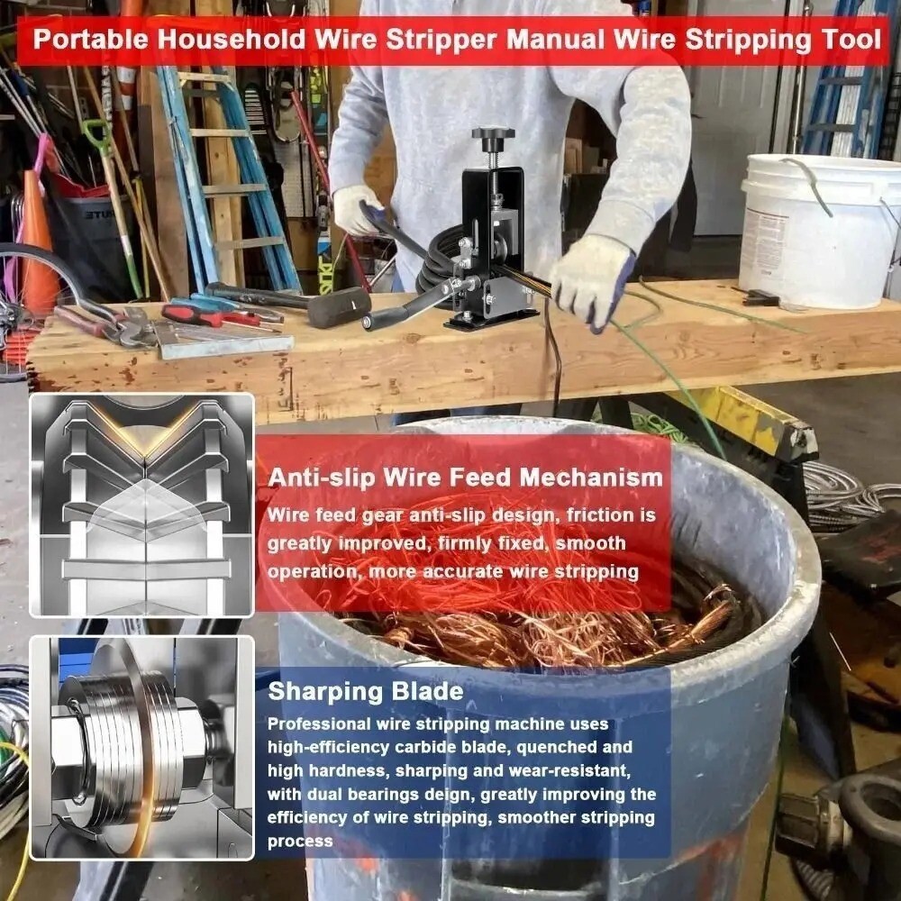 Manual Wire Stripping Machine Drill Powered Hand Crank Wire Stripper Tool 1-25MM