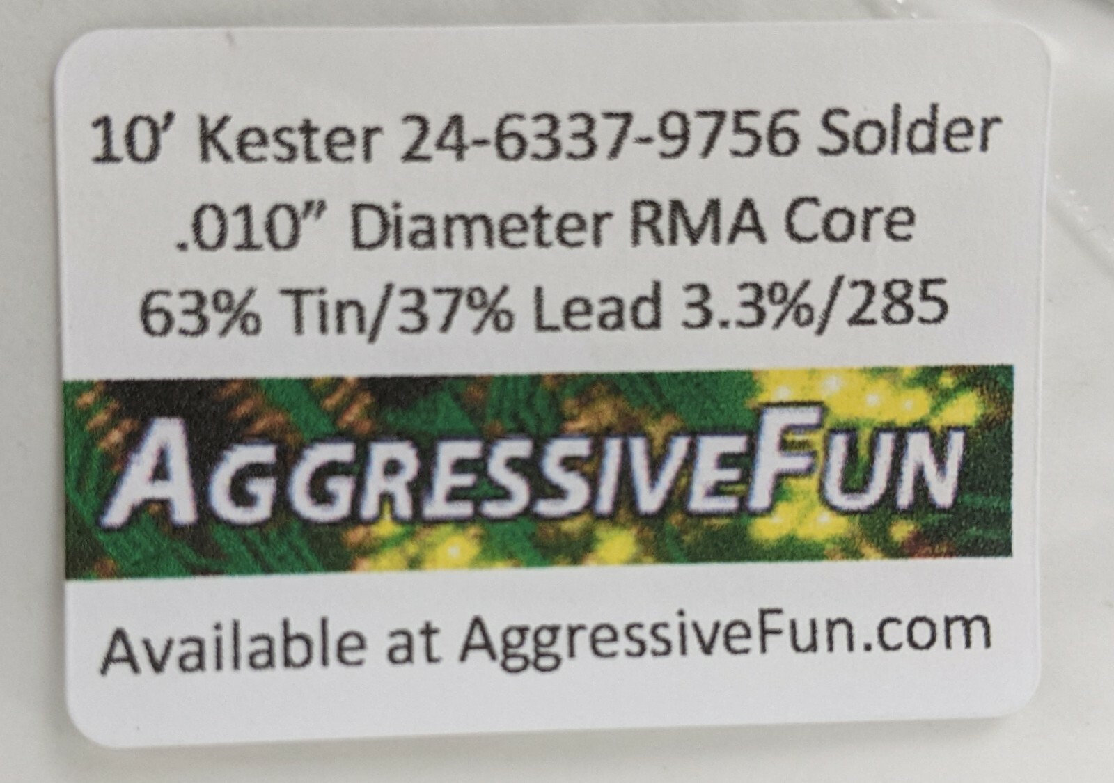 Kester Solder .010″ .25mm 63/37 RMA 3.3% 66/285 Core Eutectic 24-6337-9756 30ft