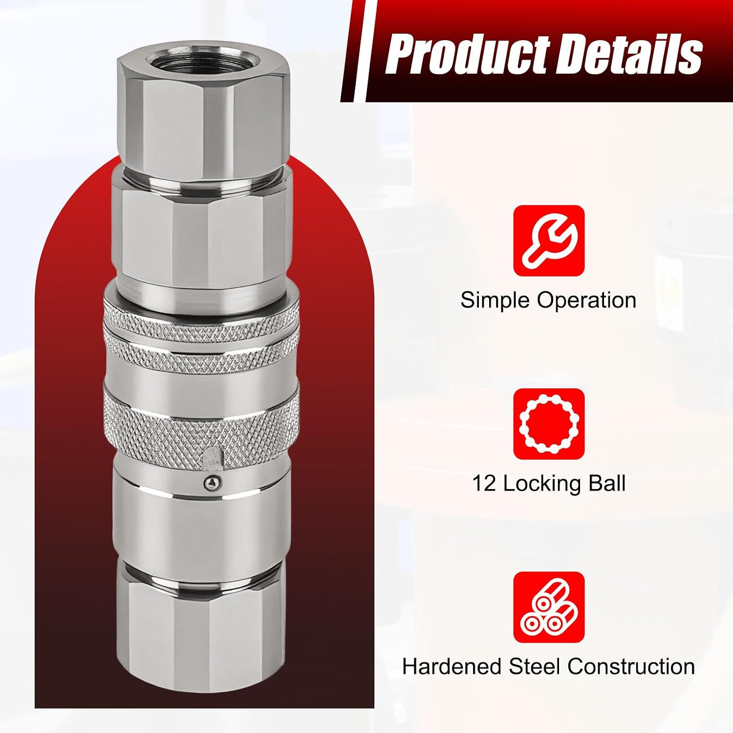 1/2’’ NPT Flat Face Hydraulic Quick Couplers, Skid Steer Hydraulic Couplers