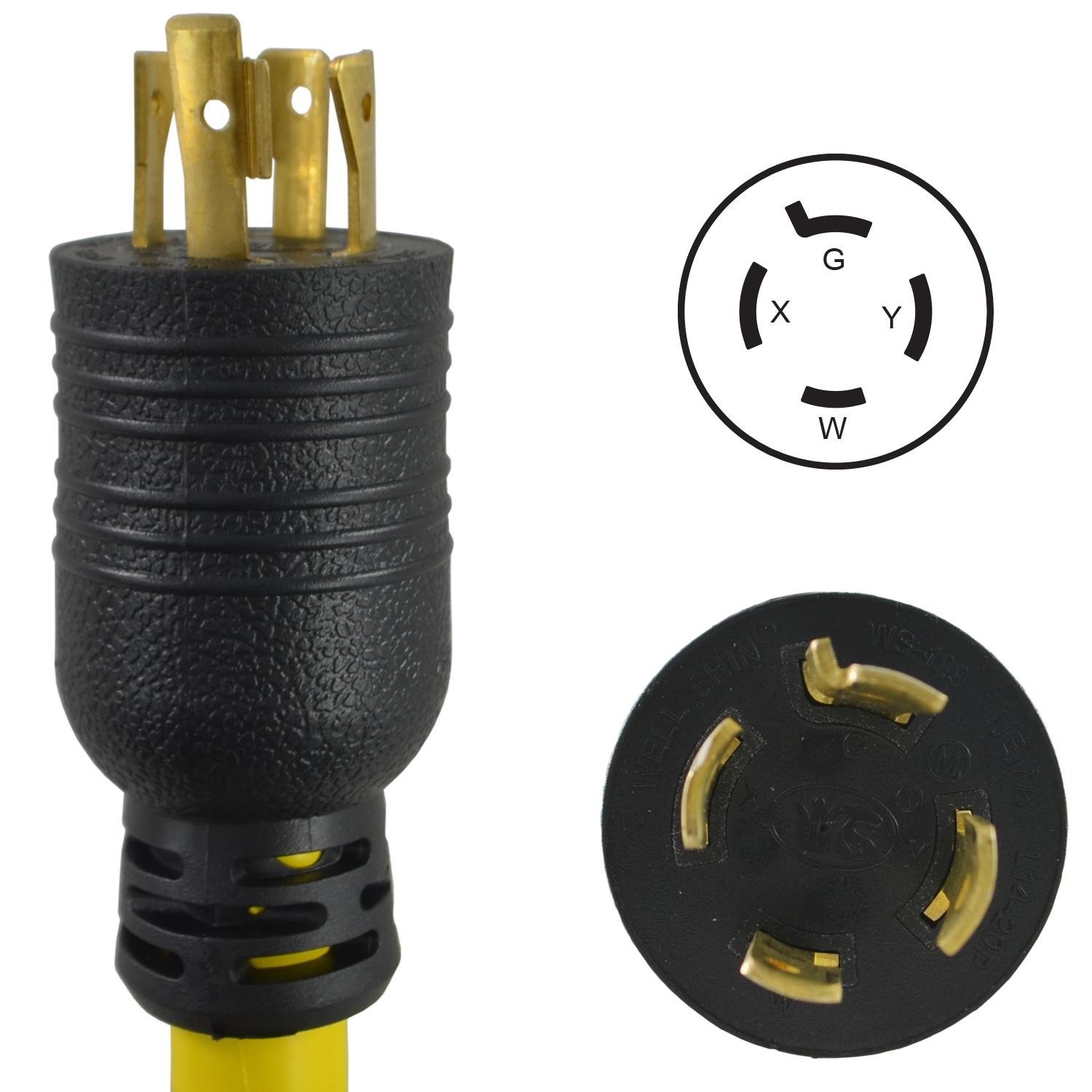 Conntek 25FT 20 Amp Generator Extension Cord NEMA L14-20 Twist Locking