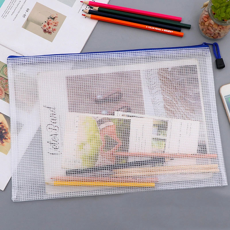 A3/A4/A5 Mesh Zipper Pouch Document Bags Waterproof Zip File Container NEW