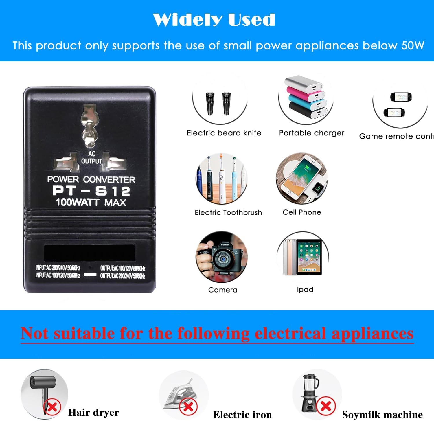 Voltage Converter 110V to 220V Step-Up & Step-Down Power Two-Way Conversion V…