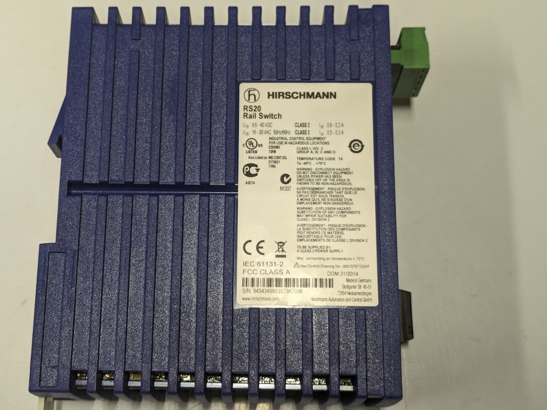 HIRSCHMANN DIN RAIL MANAGED SWITCH RS20-0400S2S2SEDAPHH 4 PORT Ethernet SM SC