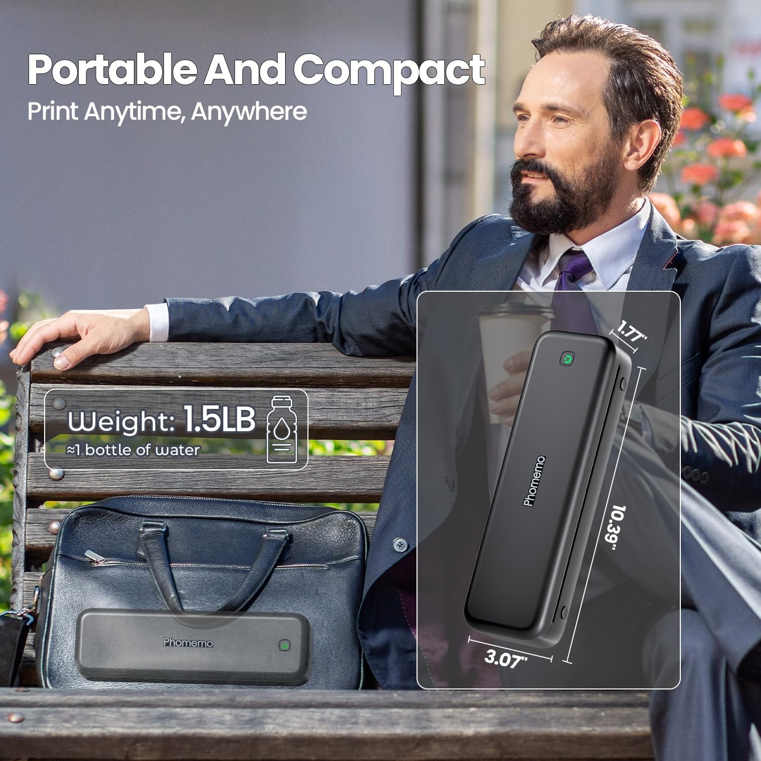 Phomemo Upgraded 300Dpi Portable Printers Wireless For Travel M834 Bluetooth