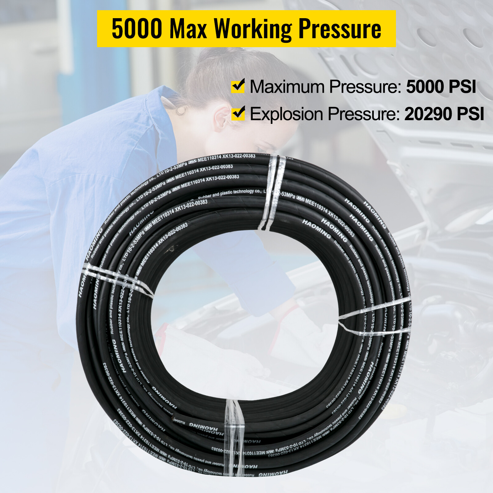 VEVOR Hydraulic Hose 3/8″ Hydraulic Oil Hoses 328 Feet Maximum Pressure 5000 PSI