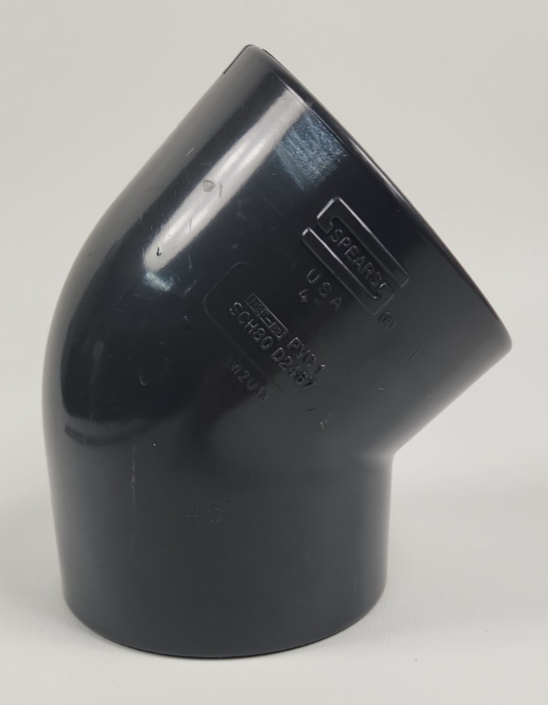 Spears 817-040 Schedule 80 PVC 45 Degree Elbow 4″ Gray Slip Socket x Socket NOS