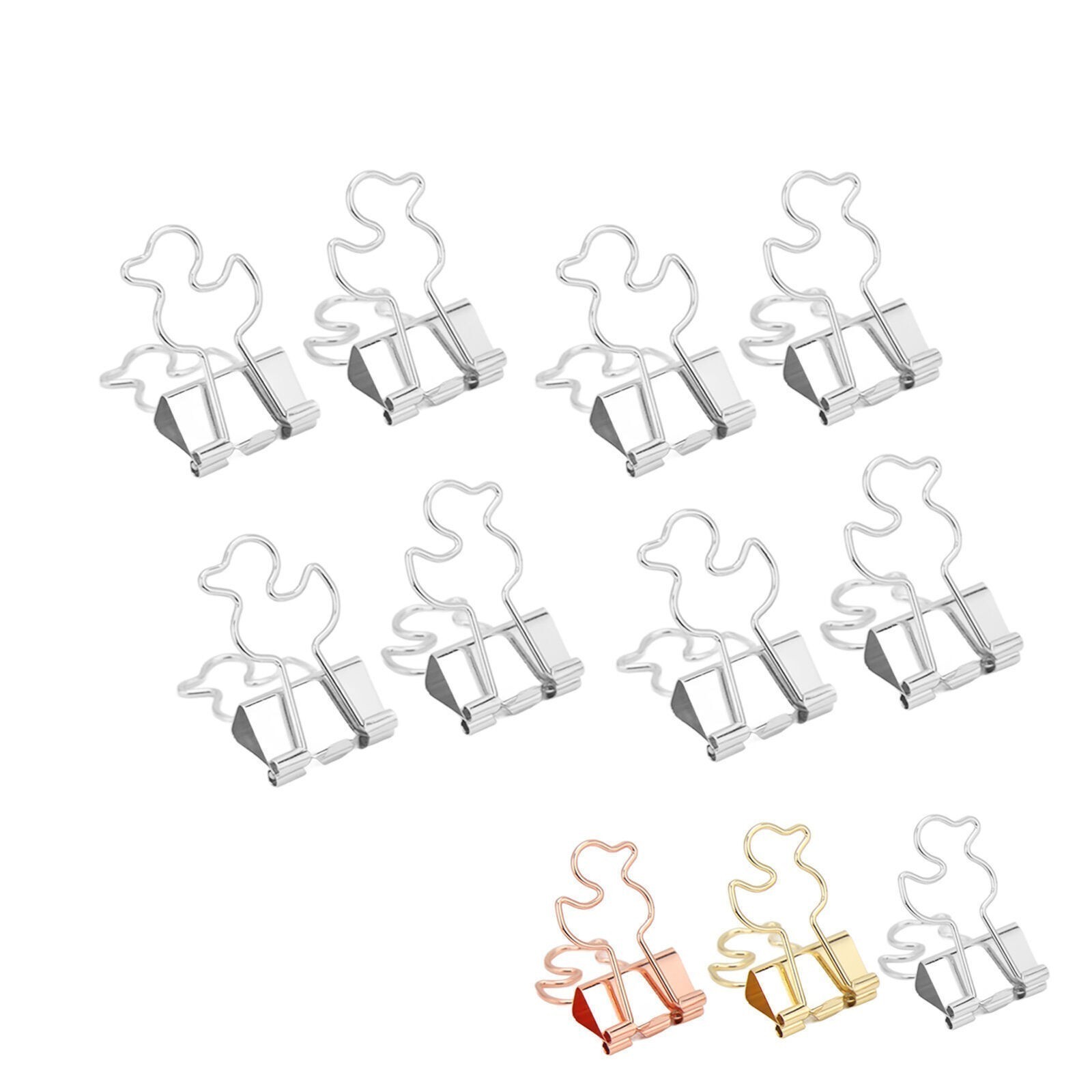 20Pcs Paper Clips Strong Clamping Force Durable Iron Little Duck Design Wide