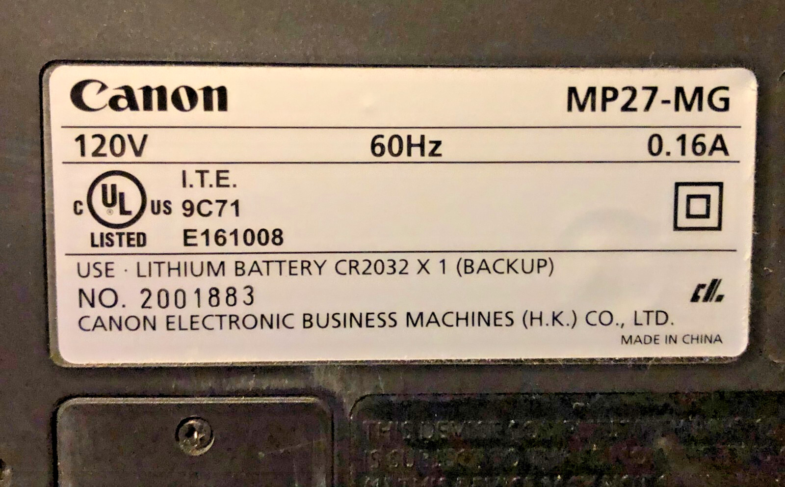 Canon MP27-MG Printing Calculator 12 Digit Heavy Duty Desktop 120V AC Used