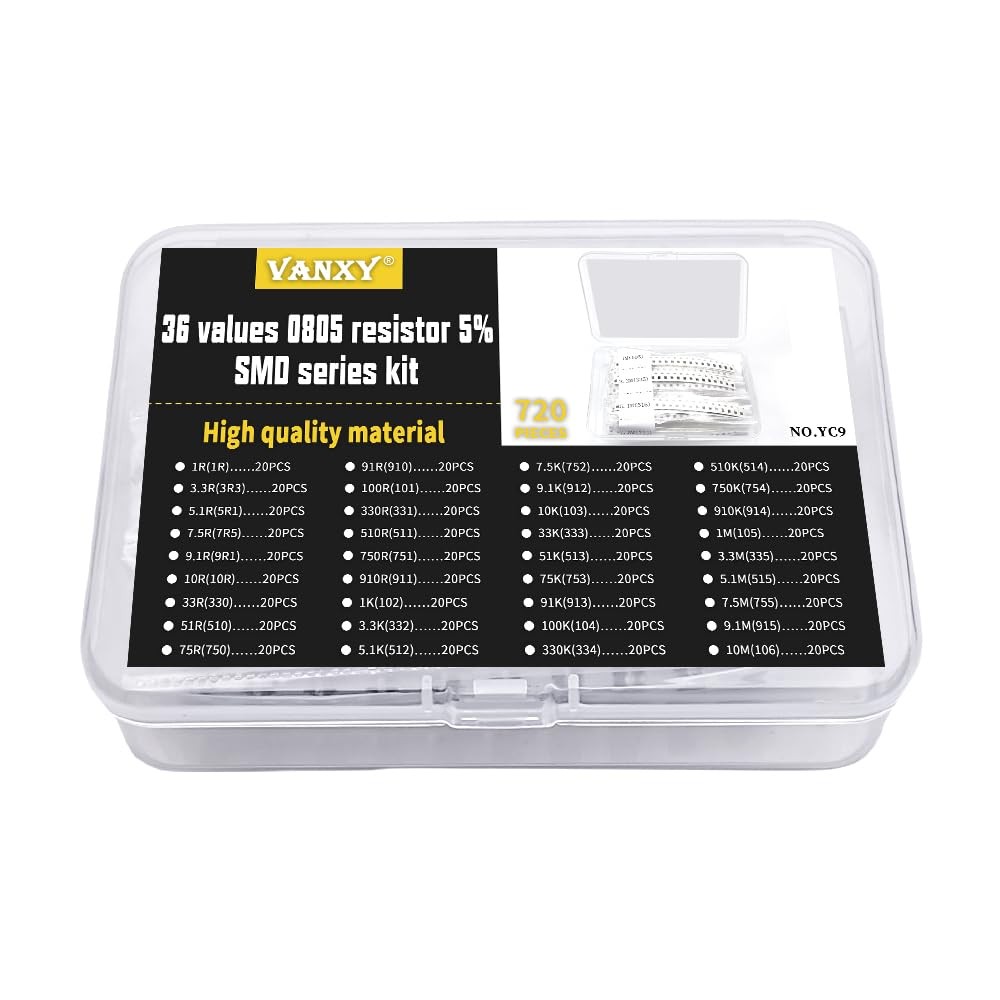36Values 0805 SMD Resistor Kit 1R-10M Ω ohm 1/8W 0.125W ±5% Tolerance Thick…