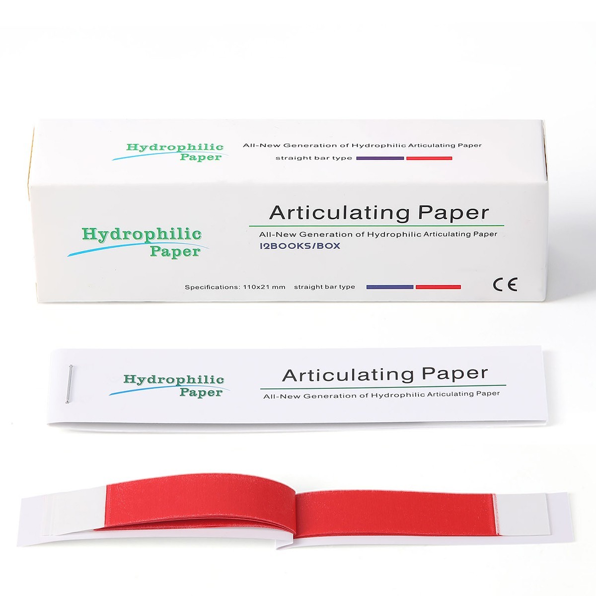 15sheet/book Dental Articulating Paper Hydrophobic Double Sided Strip Bite Paper
