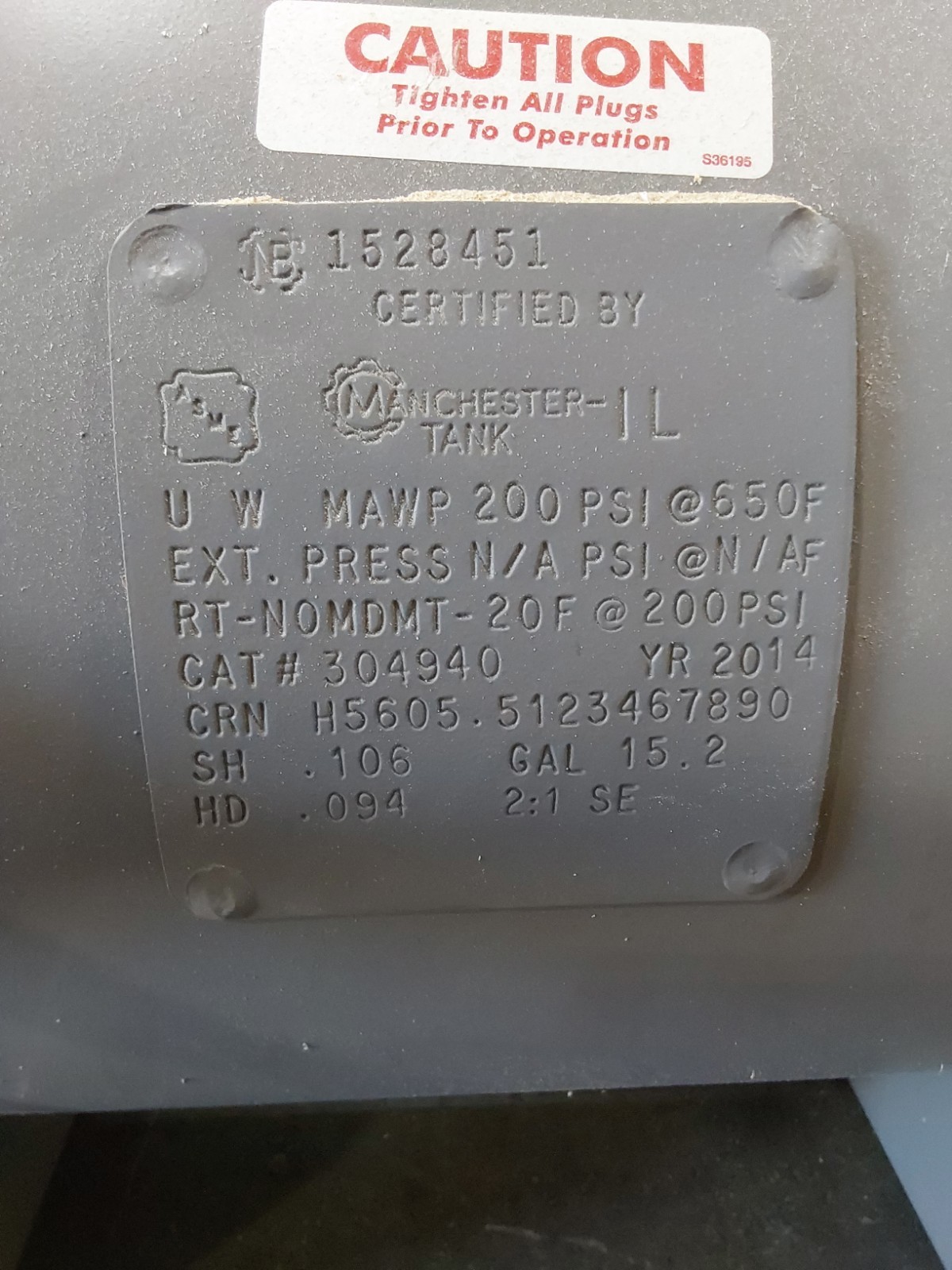 Manchester-TANK IL 15.2 GALLON CAT# 304940