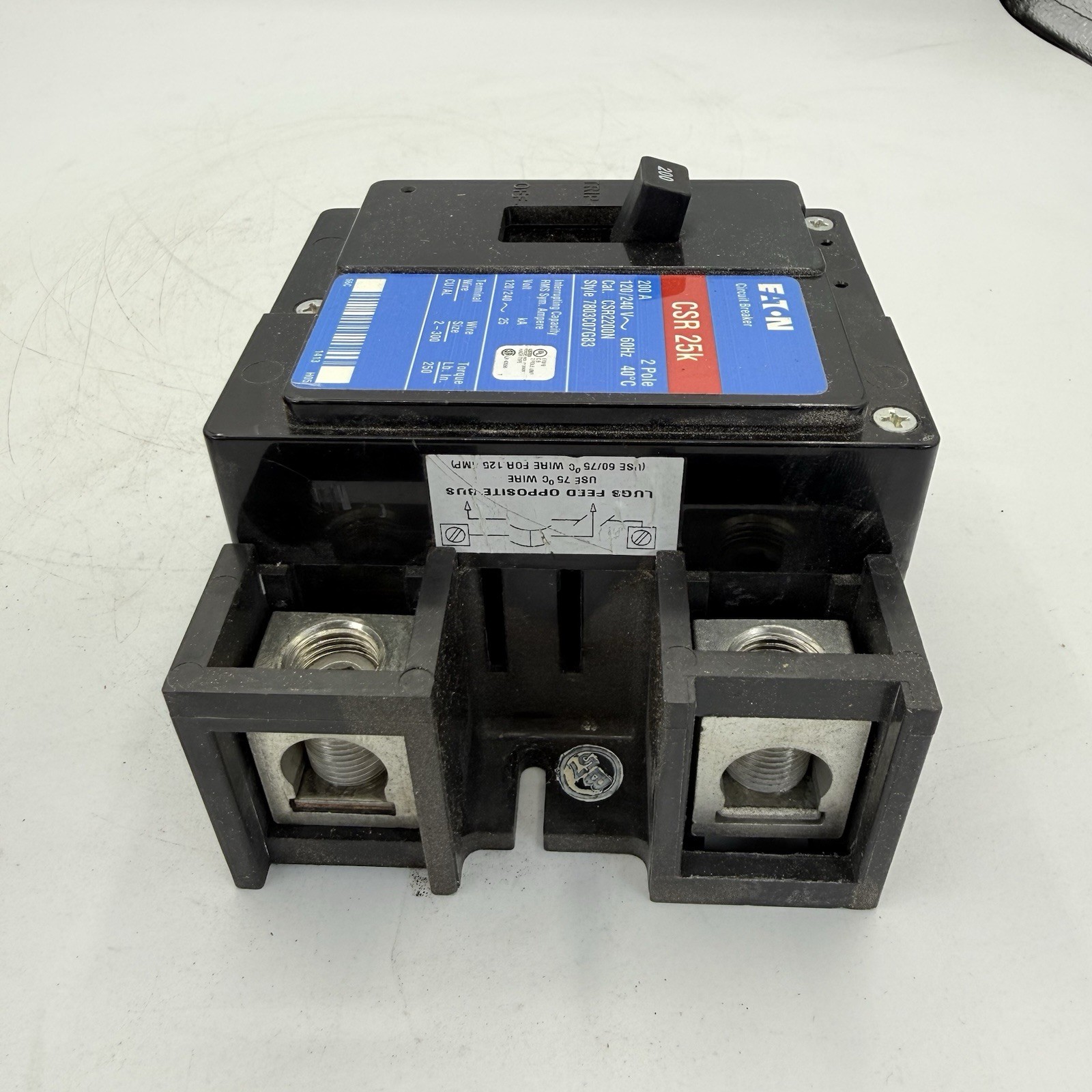 EATON CSR2200N 200Amp 2Pole 120/240VAC 25kA Circuit Breaker with Lugs NTO
