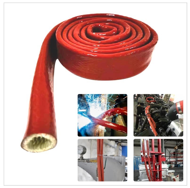 Heat Shield Insulation Sleeve – Fireproof Silicone Coated Fiberglass 1/2″ ID x 5