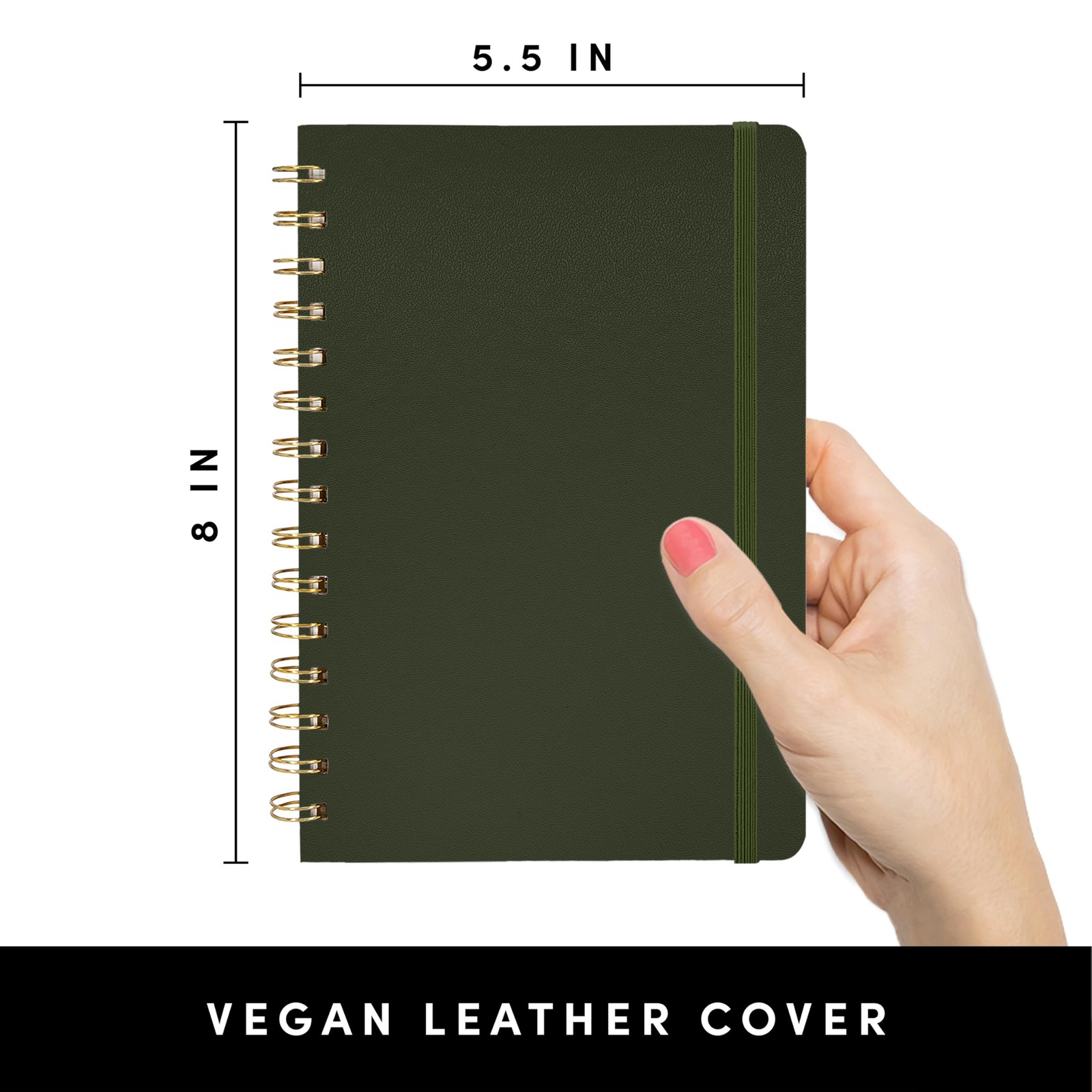 PAPERAGE Graph Paper Spiral Notebook & Journal, (Olive Pack of 1, Olive Green