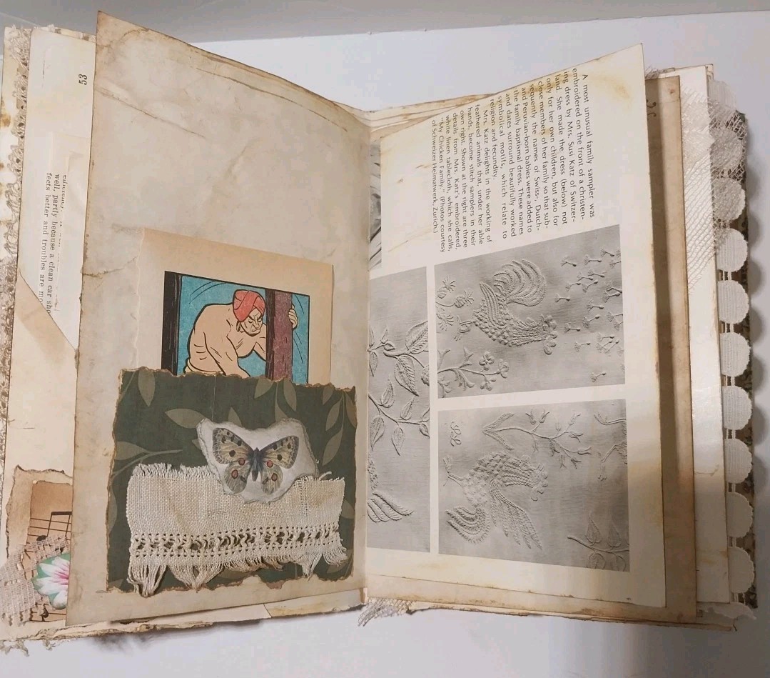 Junk Journal Antique Vtg. Ephemera Handmade Book Lg 9.5″x6.5″ Mother’s Day Gift