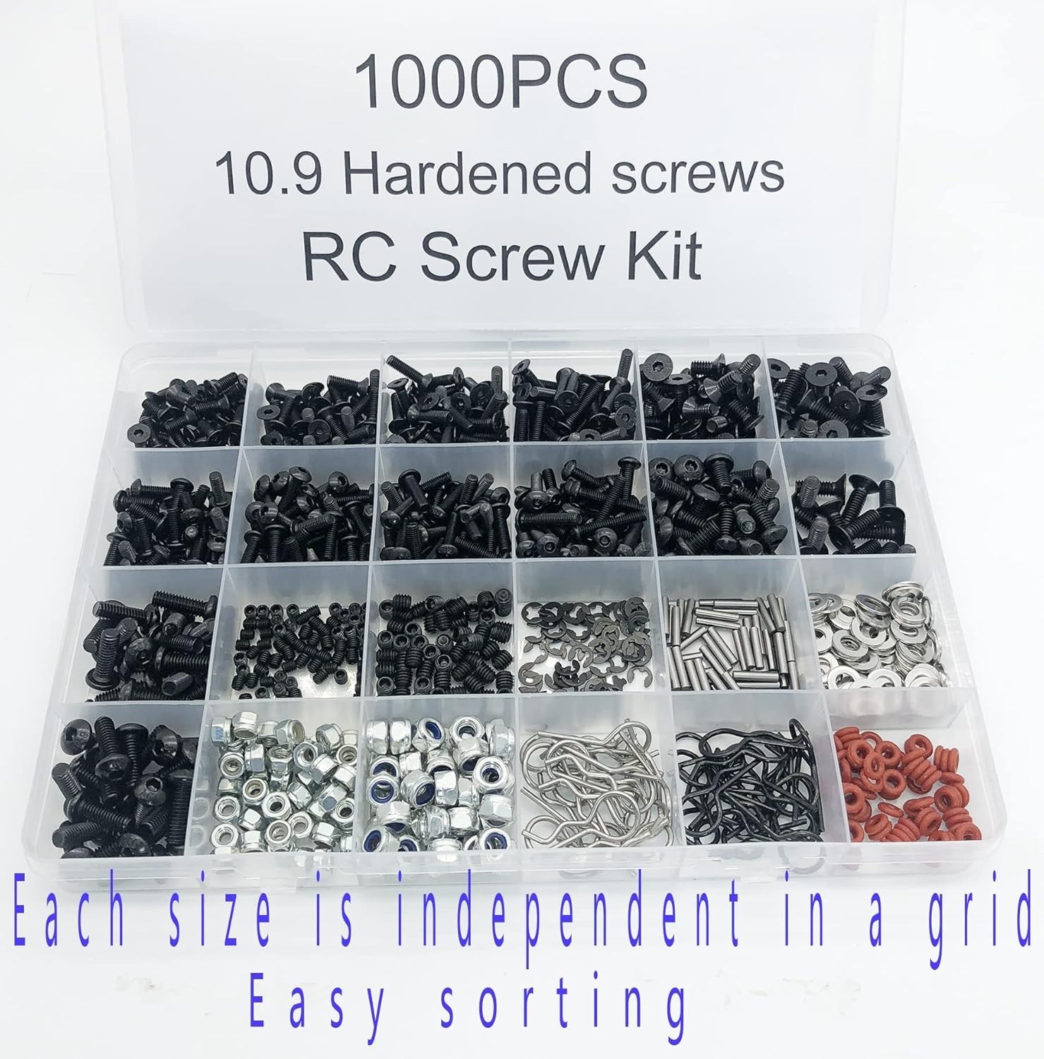 1000Pcs Universal RC Screw Kit Screws Assortment Set, Hardware Fasteners for Tra