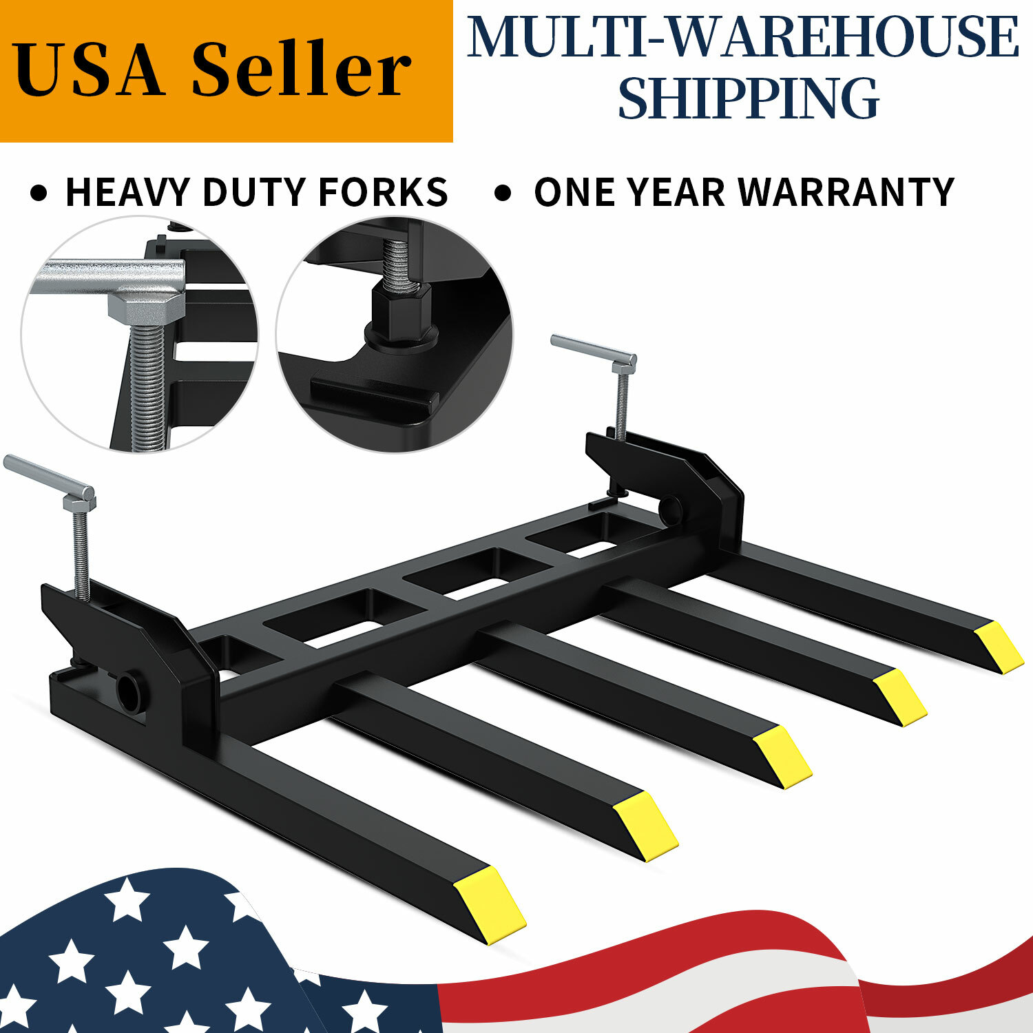Clamp on Debris Fork for 42″ Bucket Pallet fork Attachments Skidsteer Tractor