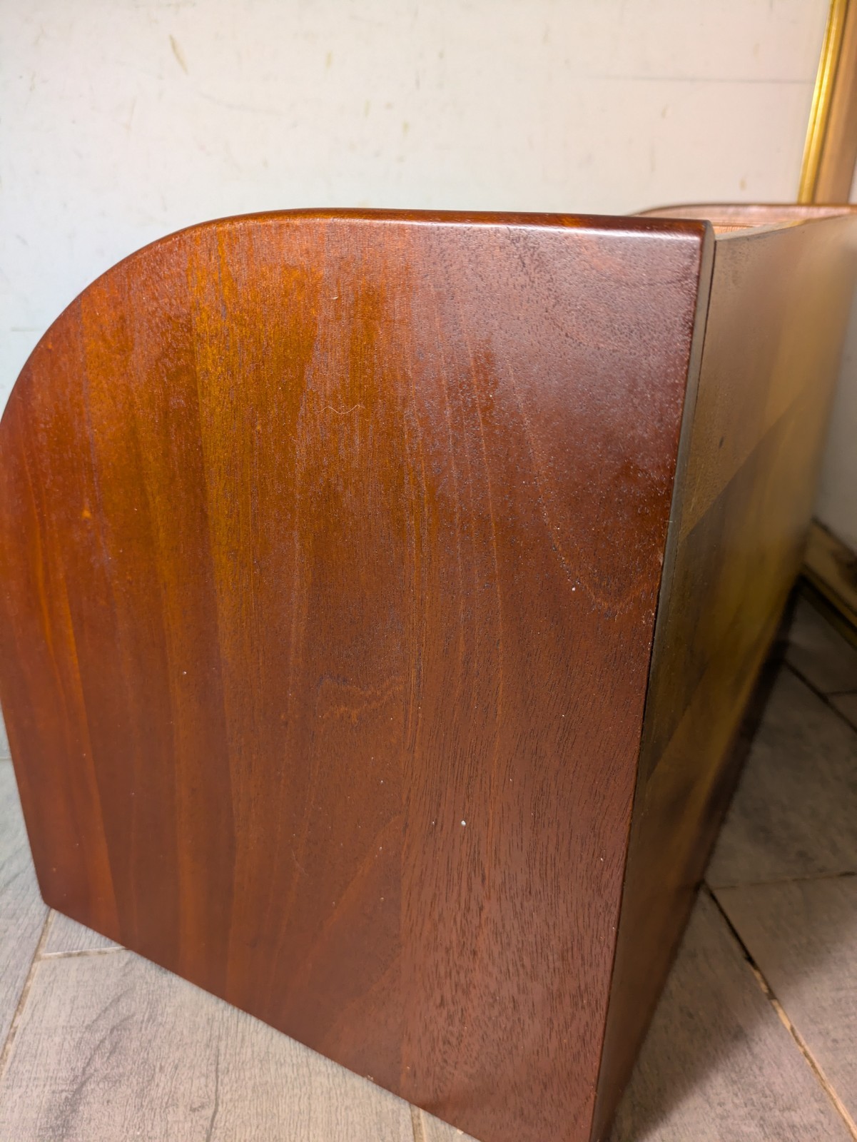 Vintage Mid Century Danish Modern Mahogany Wood Desk Organizer Mail Sorter H66