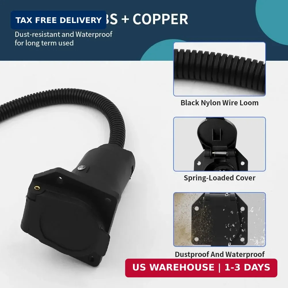 4 Pin to 7 Way Adapter Trailer Kit with Mounting Bracket,4 Way Flat to 7 Way Lig