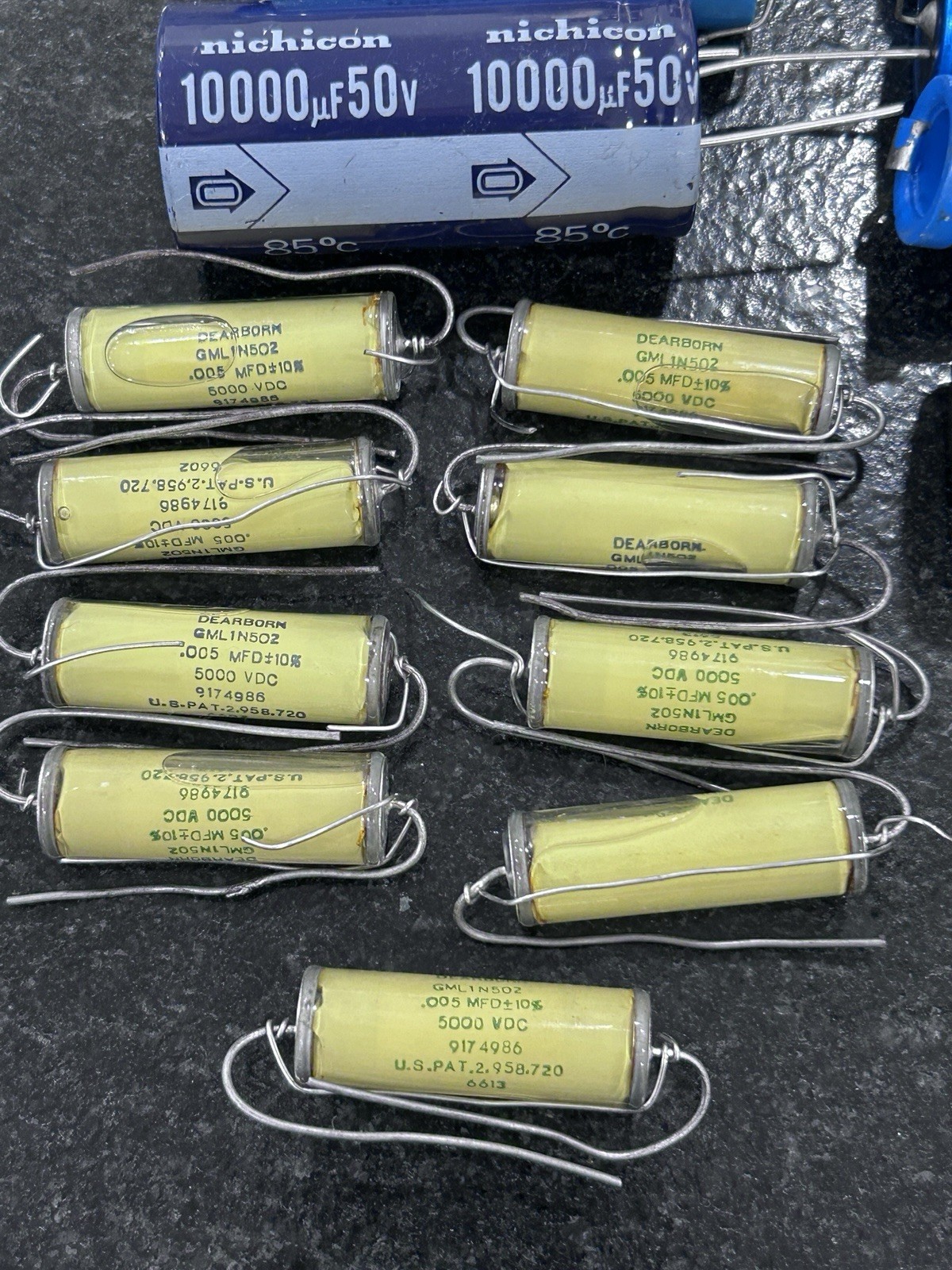 Vintage High Voltage Capacitor Lot Sprague Dearborn Hunts Nichicon 26 Pc Mixed