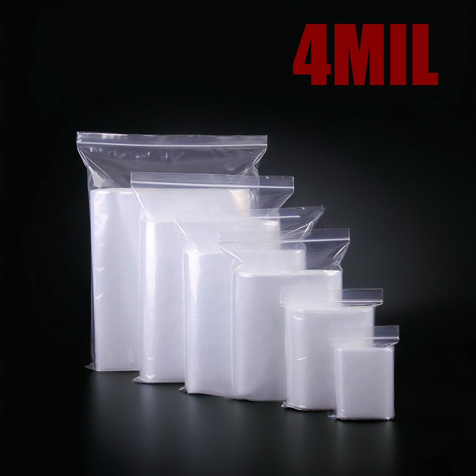 Heavy Duty 4MIL Clear Reclosable Seal Top Zipper Plastic Poly Bag 2×3″ 3×5″ 4×6″