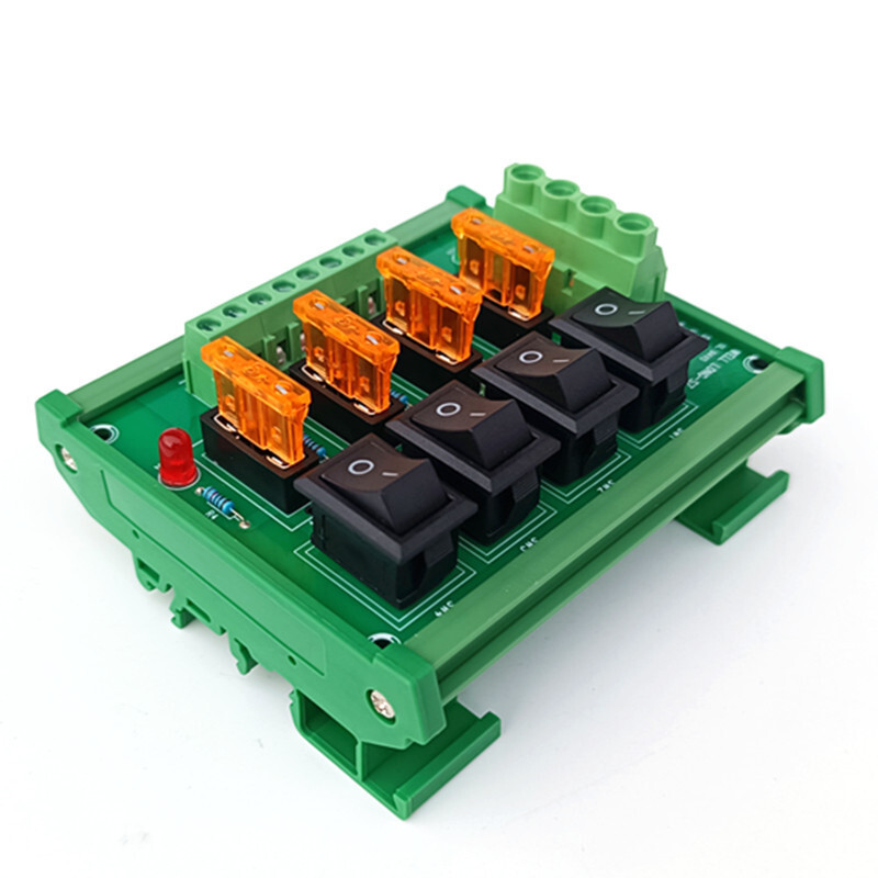 DIN Rail Mount 4 Position Switch Power Distribution Module Fuse Splitter Board
