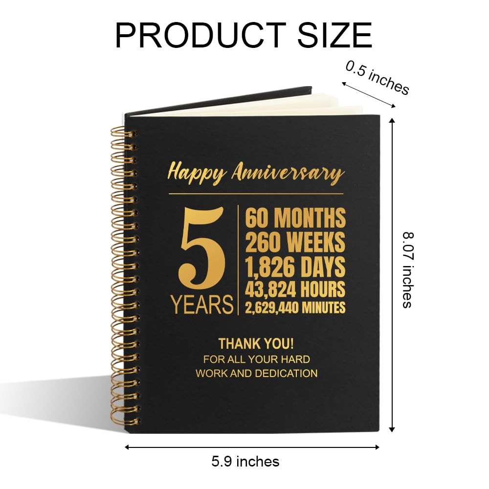 Happy Anniversary 5 Years 80 Sheets 160 Pages Funny Spiral Notebook, 5 Years …