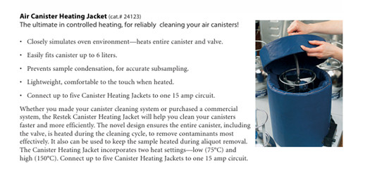 1x Used Restek Air Canister Heating Jacket PN 24123 for TO-Can/SilcoCans